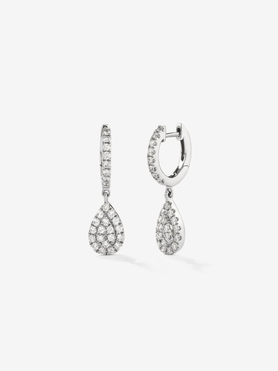 Joyeria Joyería Suárez Pendientes Con Diamantes | Pendientes De Aro De Oro Blanco De 18K Con Diamantes