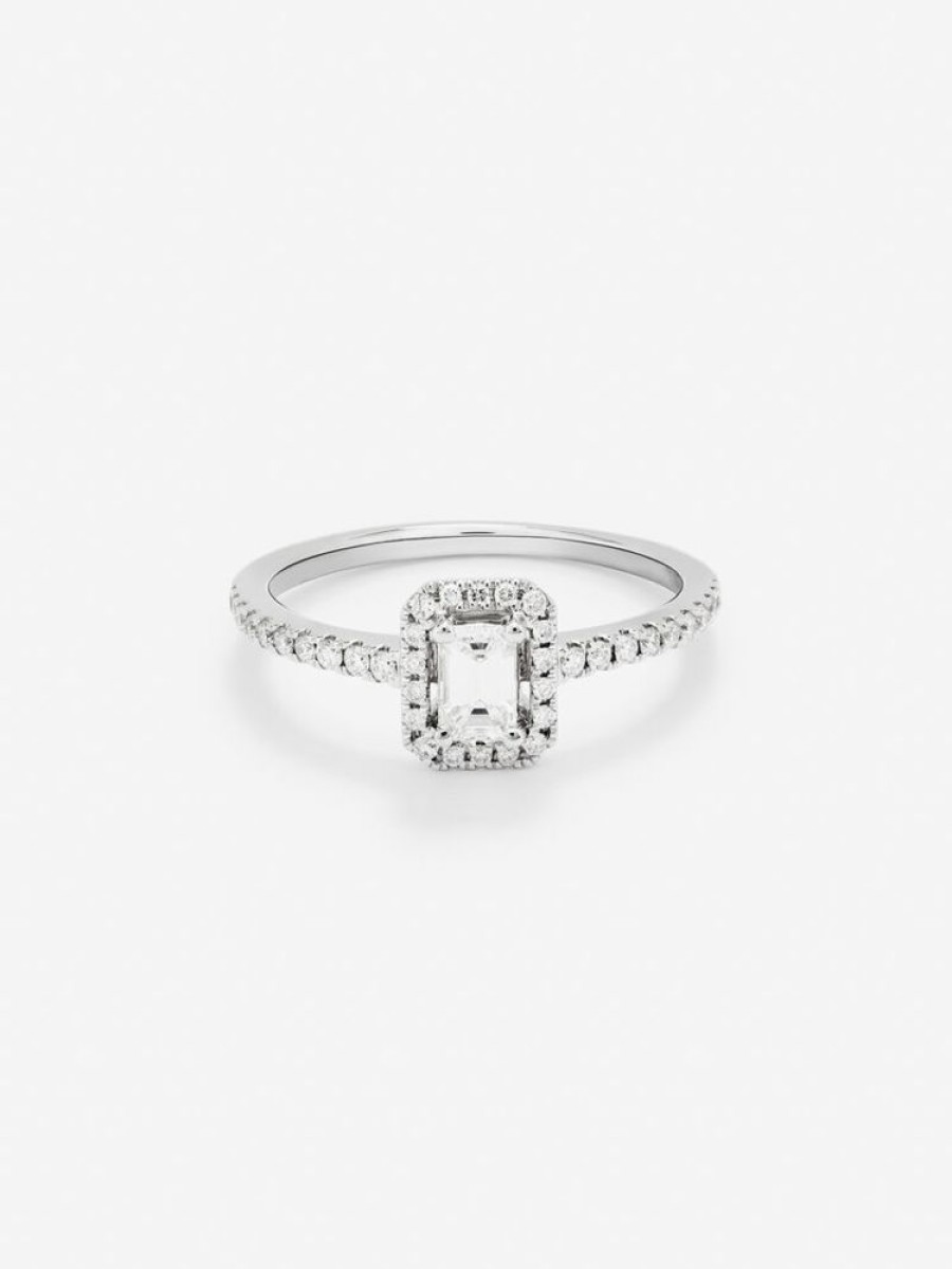 Joyeria Joyería Suárez Anillos Con Diamantes | Anillo Solitario De Compromiso De Oro Blanco De 18K Con Diamantes