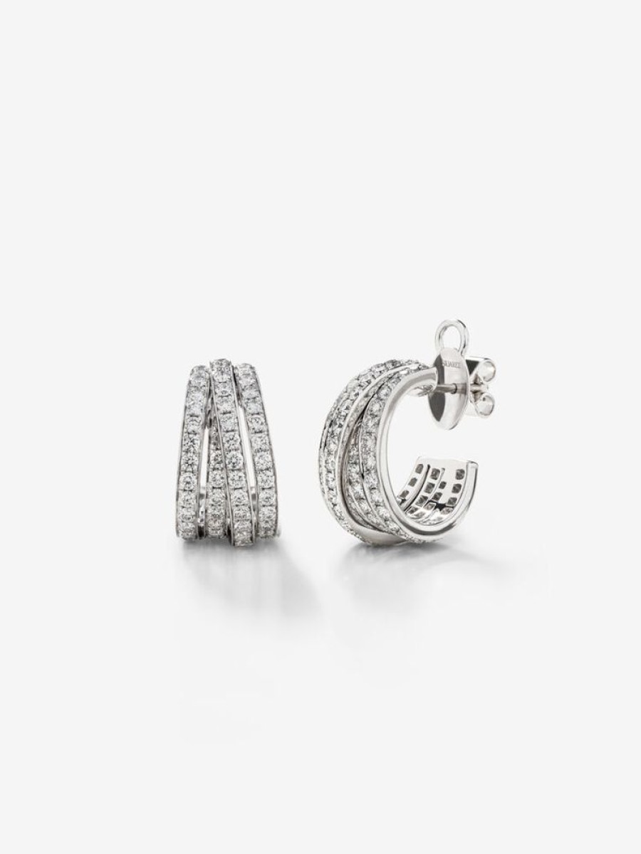 Joyeria Joyería Suárez Pendientes Con Diamantes | Pendientes De Aro De Oro Blanco De 18K Con Diamantes Blancos En Talla Brillante De 2,9 Cts