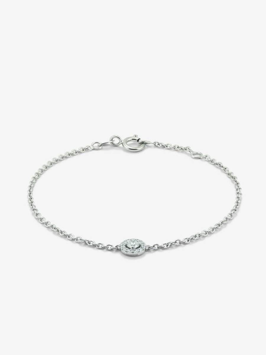 Joyeria Joyería Suárez Pulseras De Oro | Pulsera Cadena De Oro Blanco De 18K De Diamantes En Pave