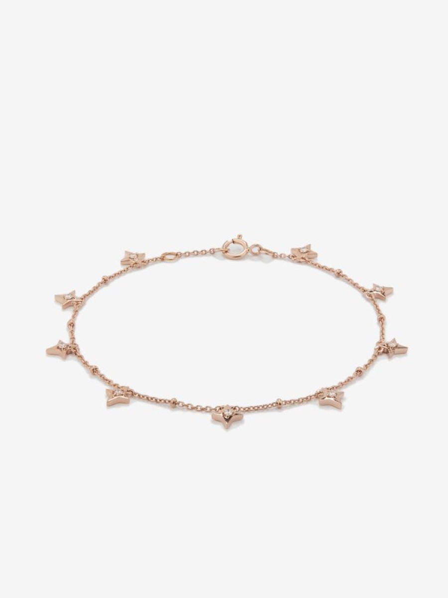 Joyeria Joyería Suárez Pulseras De Oro | Pulsera Cadena Con Estrellas De Oro Rosa De 18K Con Diamantes