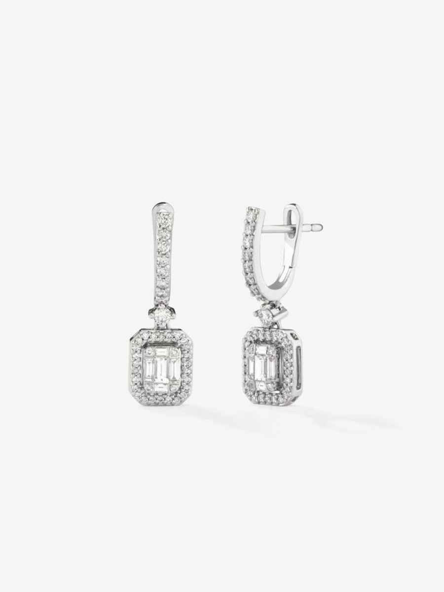 Joyeria Joyería Suárez Pendientes Con Diamantes | Pendientes De Oro Blanco De 18K Con Diamante Solitario