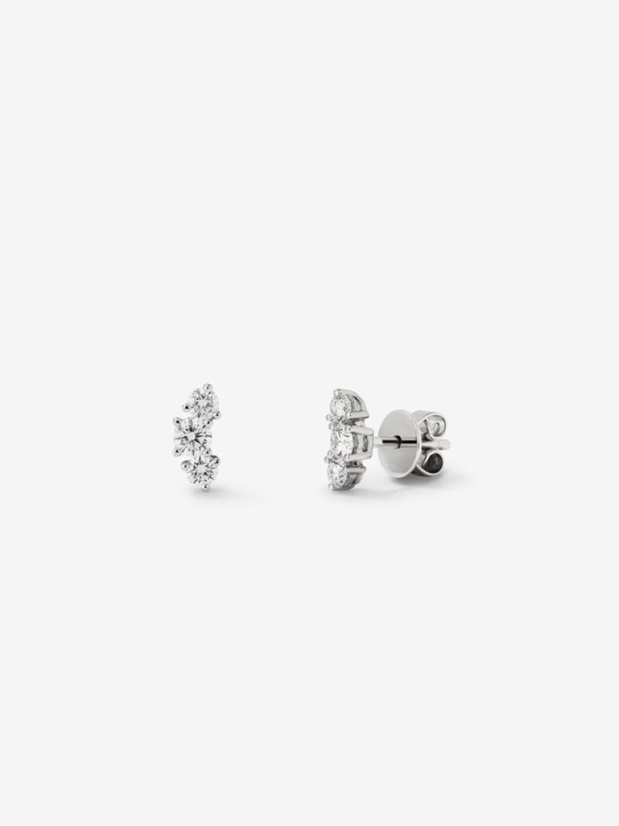 Joyeria Joyería Suárez Pendientes Con Diamantes | Pendientes De Oro Blanco De 18K Con Diamantes