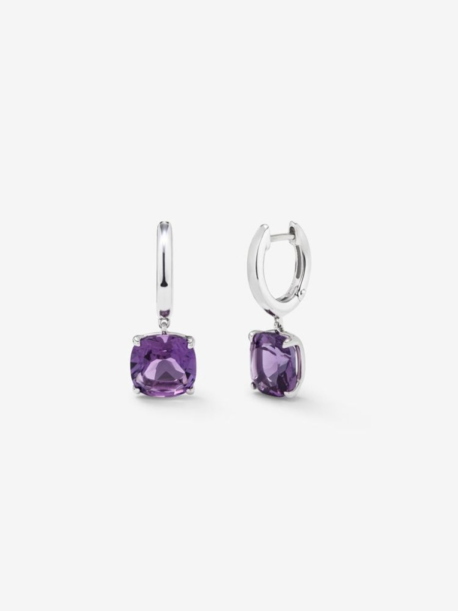 Joyeria Joyería Suárez Pendientes De Plata | Pendientes De Plata Con Amatistas Moradas