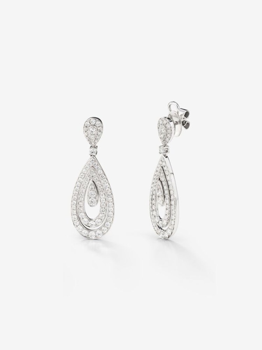 Joyeria Joyería Suárez Pendientes Con Diamantes | Pendientes De Oro Blanco De 18K Con Diamantes Blancos En Talla Brillante De 2,5 Cts