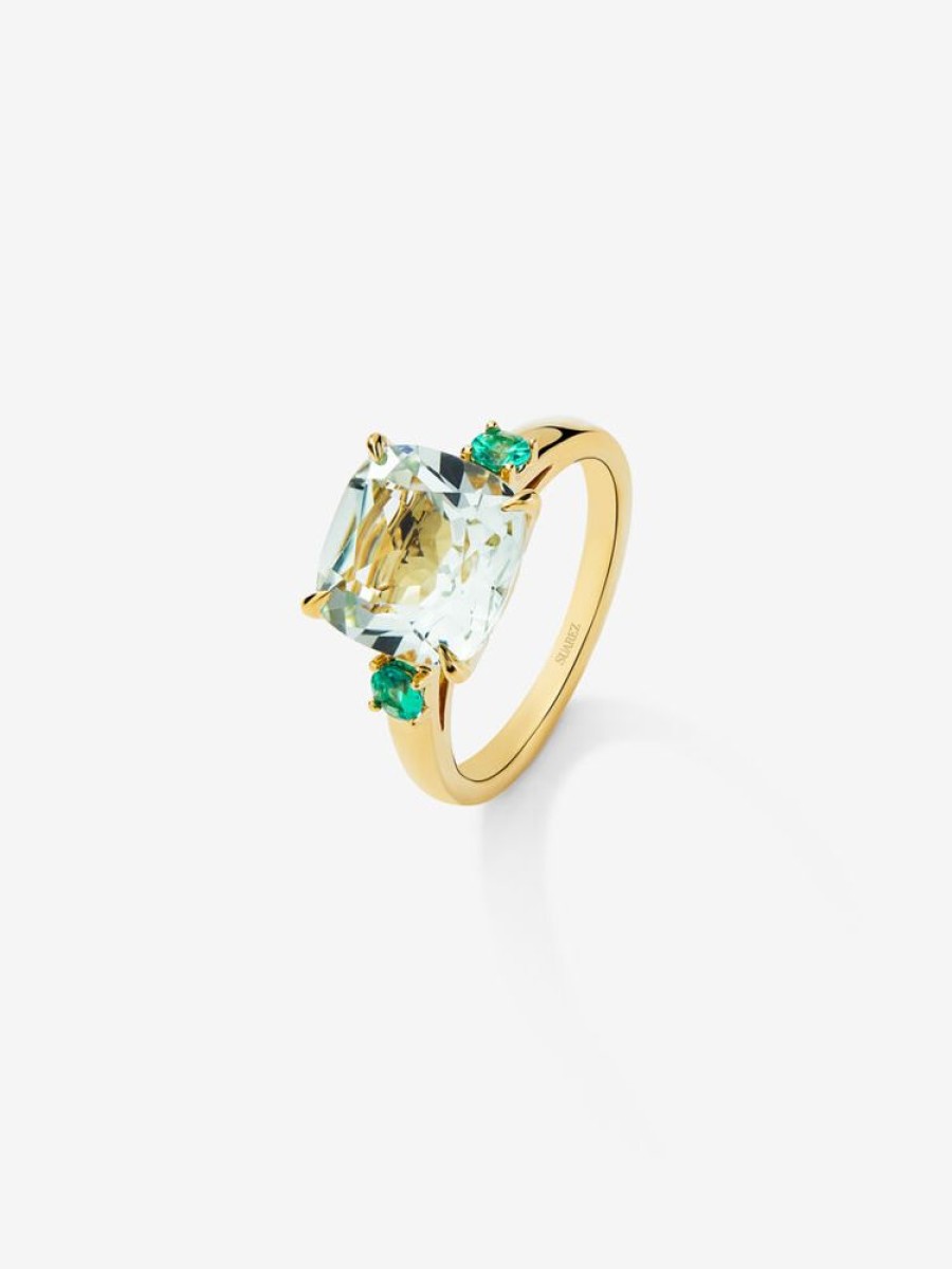 Joyeria Joyería Suárez Anillos De Oro | Anillo Solitario De Oro Amarillo De 18K Con Amatista Verde