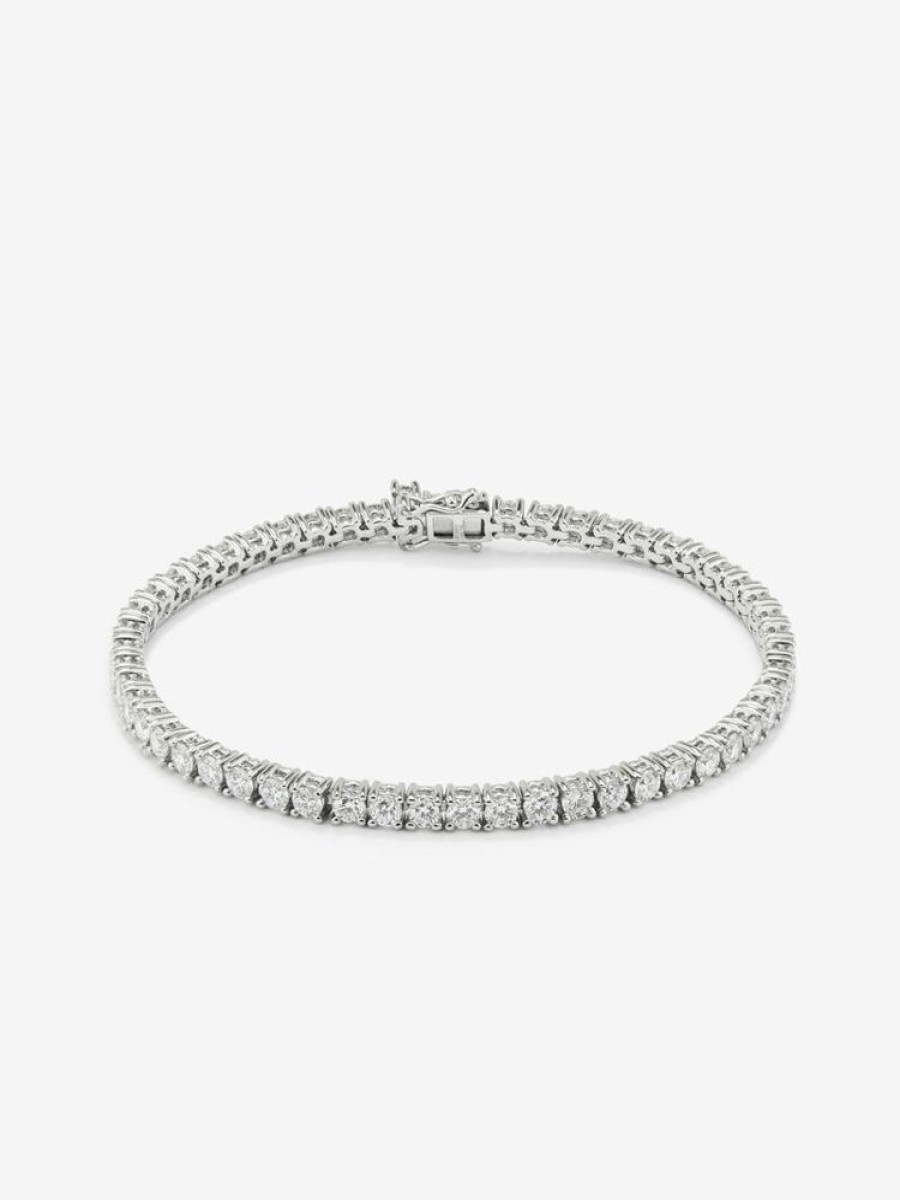 Joyeria Joyería Suárez Pulseras De Oro | Pulsera De Oro Blanco De 18K Con Diamantes Blancos En Talla Brillante De 5,7 Cts