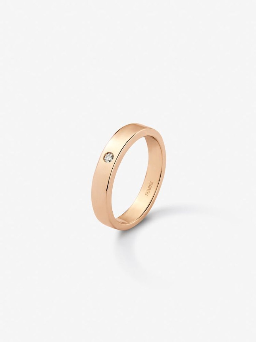 Joyeria Joyería Suárez Anillos Con Diamantes | Anillo Alianza De Boda De Oro Rosa De 18K Con Diamante