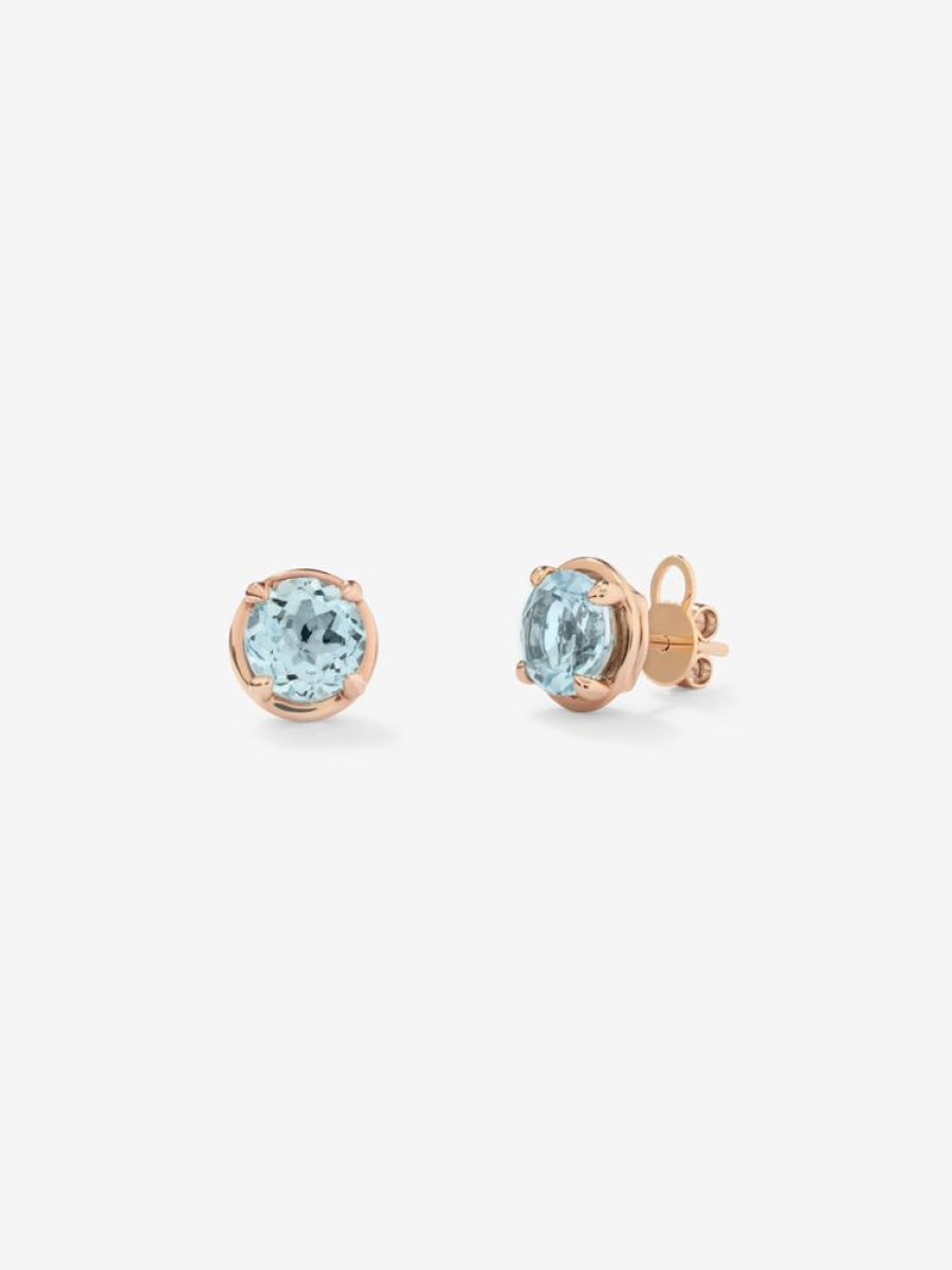 Joyeria Joyería Suárez Pendientes De Oro | Pendientes De Oro Rosa De 18Kt Con Topacios Azules