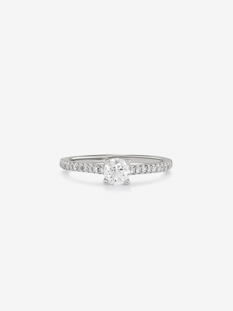 Joyeria Joyería Suárez Anillos Con Diamantes | Anillo Solitario De Compromiso De Oro Blanco De 18K Con Diamantes