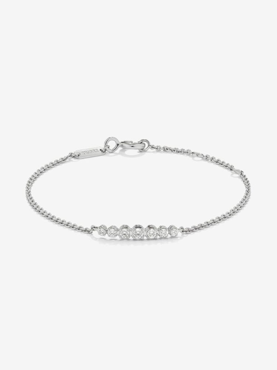 Joyeria Joyería Suárez Pulseras De Oro | Pulsera Cadena De Oro Blanco De 18K De Diamantes