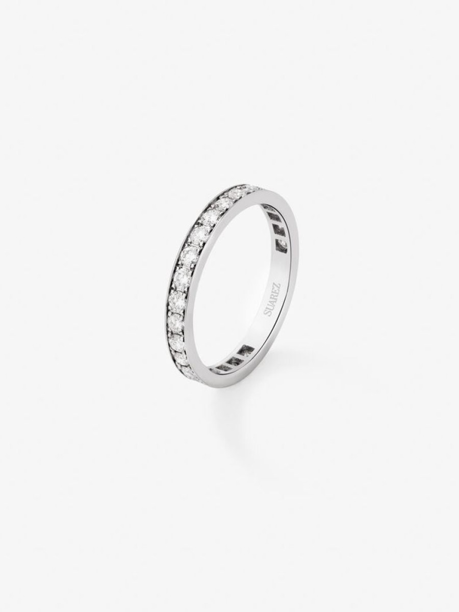 Joyeria Joyería Suárez Anillos Con Diamantes | Anillo Alianza De Compromiso De Oro Blanco De 18K Con Diamantes