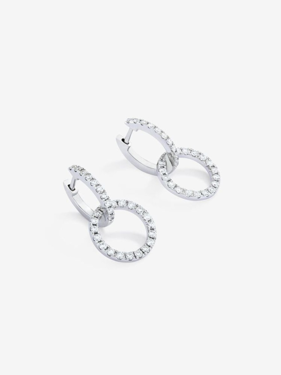 Joyeria Joyería Suárez Pendientes Con Diamantes | Pendientes Doble Aro De Oro Blanco De 18Kt Con Diamantes