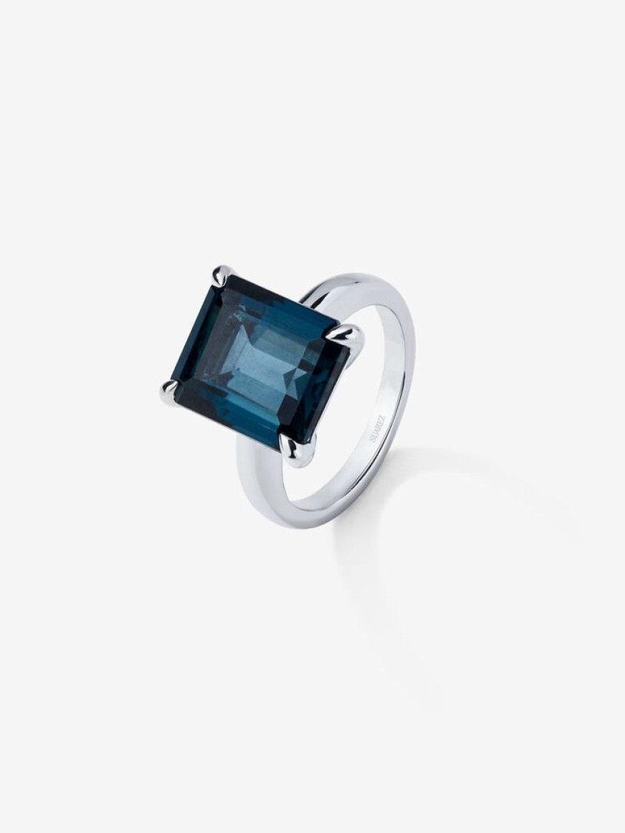 Joyeria Joyería Suárez Anillos De Plata | Anillo De Plata Con Piedra Topacio Azul London