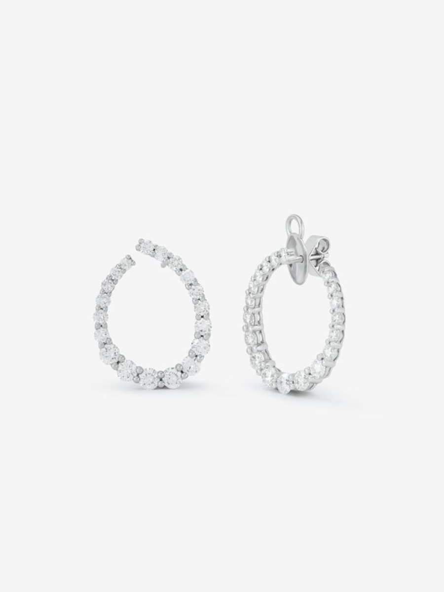 Joyeria Joyería Suárez Pendientes Con Diamantes | Pendientes De Aro Abiertos De Oro Blanco De 18K Con Diamantes Blancos En Talla Brillante De 3,1 Cts