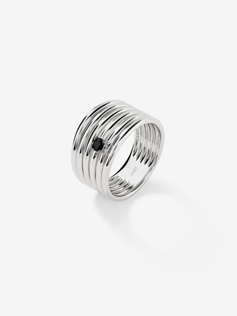 Joyeria Joyería Suárez Anillos De Plata | Anillo Ancho Multibrazo De Plata 925 Con Espinela