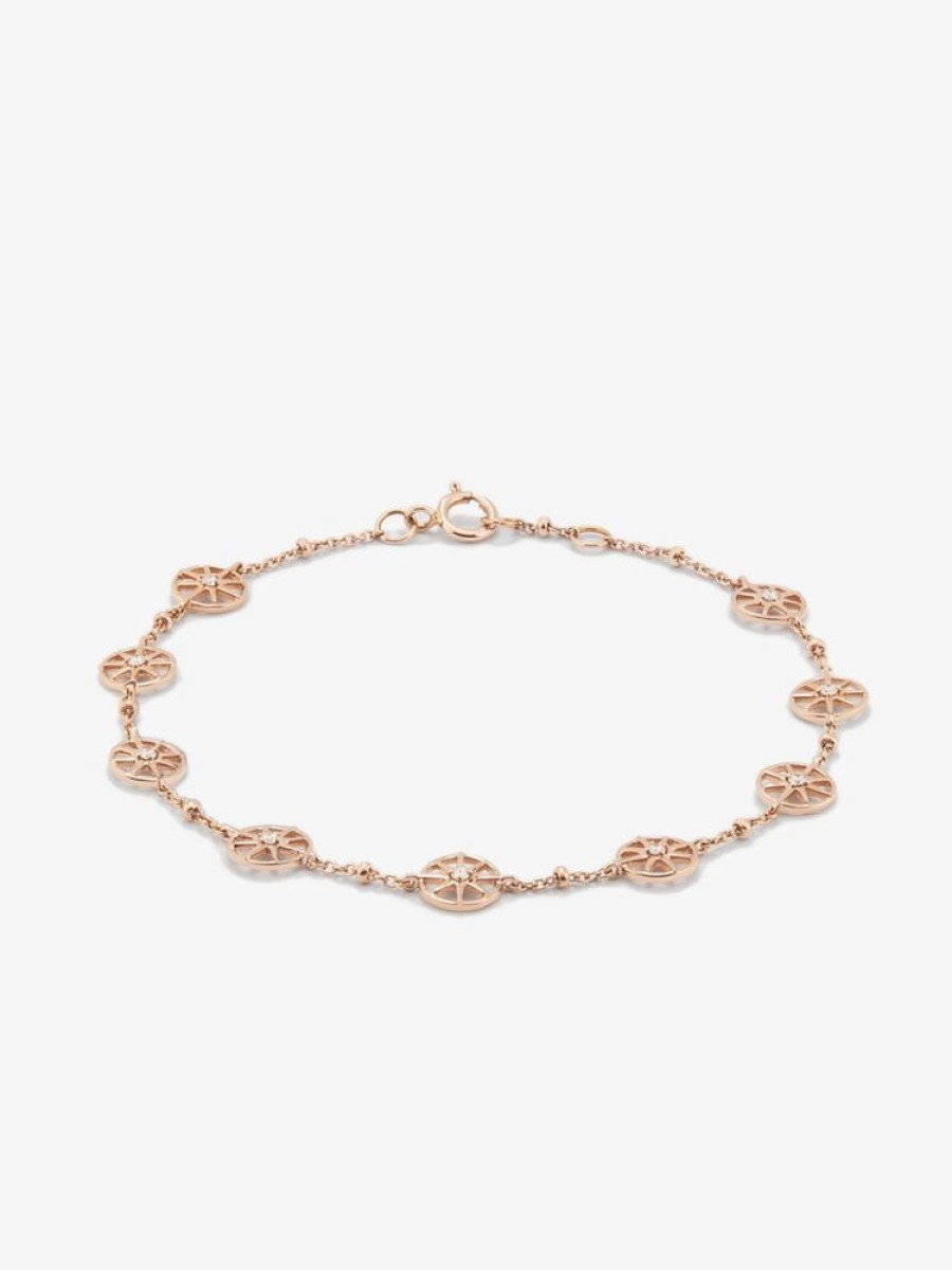 Joyeria Joyería Suárez Pulseras De Oro | Pulsera Cadena Con Estrellas De Oro Rosa De 18K Con Diamantes