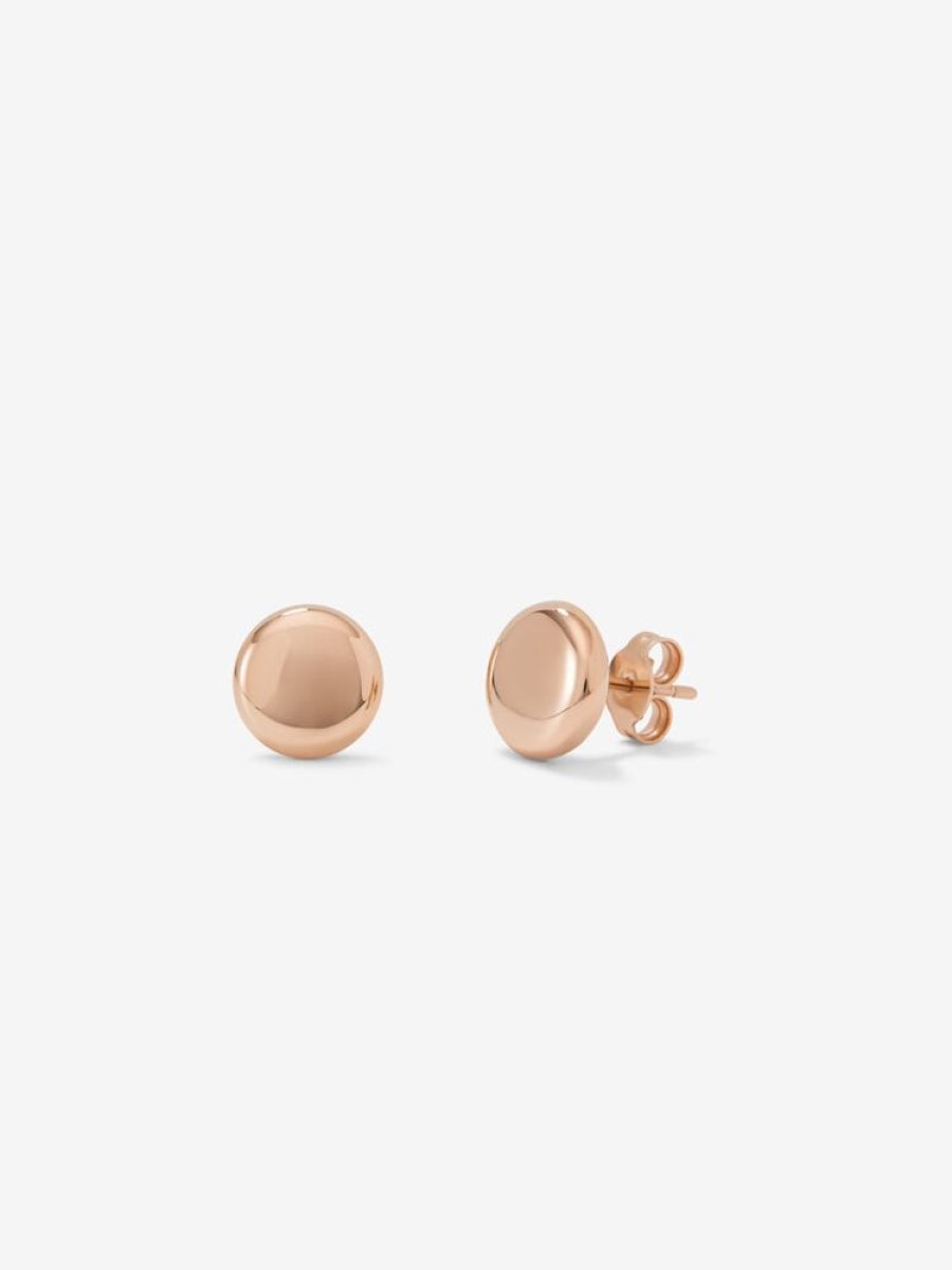 Joyeria Joyería Suárez Pendientes De Oro | Pendientes Boton Grande Oro Rosa De 18K