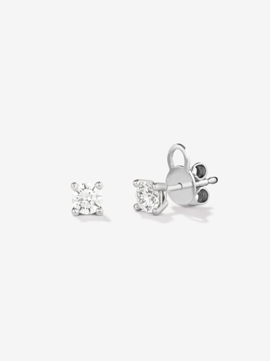 Joyeria Joyería Suárez Pendientes Con Diamantes | Pendientes De Oro Blanco De 18K Con Diamante Solitario