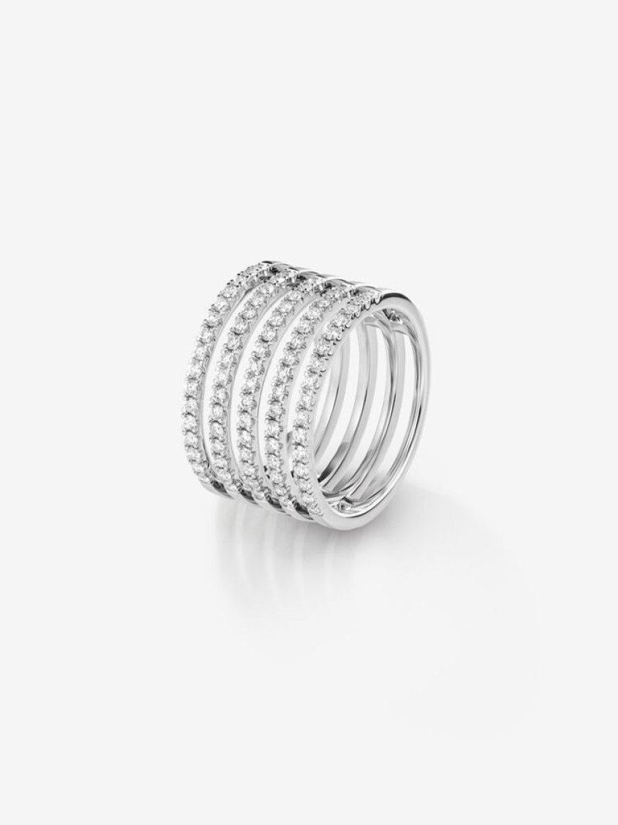 Joyeria Joyería Suárez Anillos Con Diamantes | Anillo Multiaro De Oro Blanco De 18Kt Con Diamantes