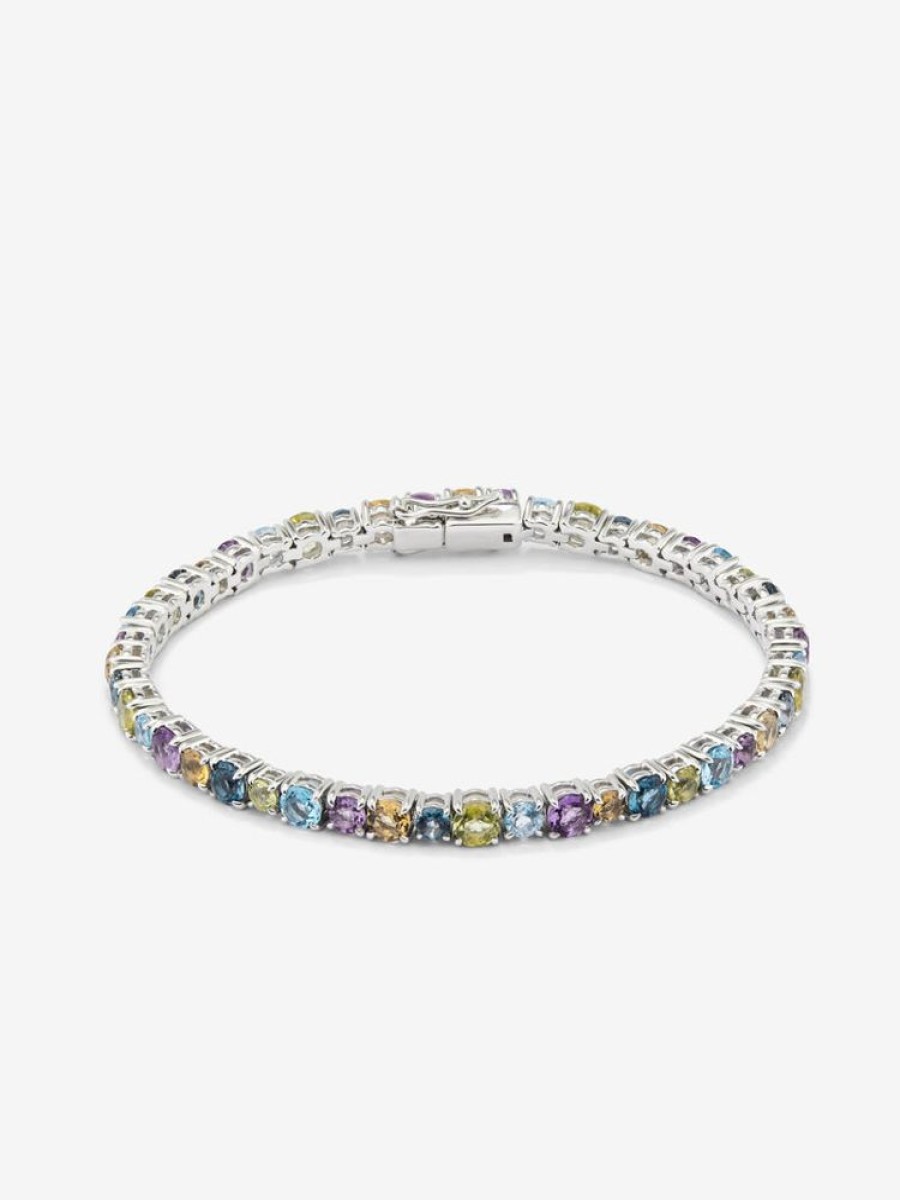 Joyeria Joyería Suárez Pulseras De Plata | Pulsera Riviere De Plata 925 Con Gemas Multicolor