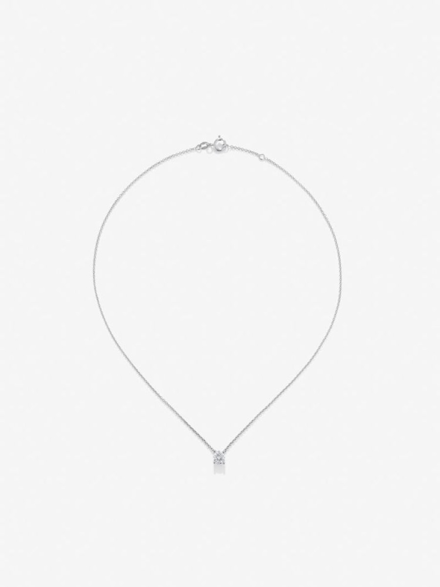 Joyeria Joyería Suárez Collares De Oro | Colgante Solitario De Oro Blanco De 18K Con Diamante Blanco 0,7 Cts