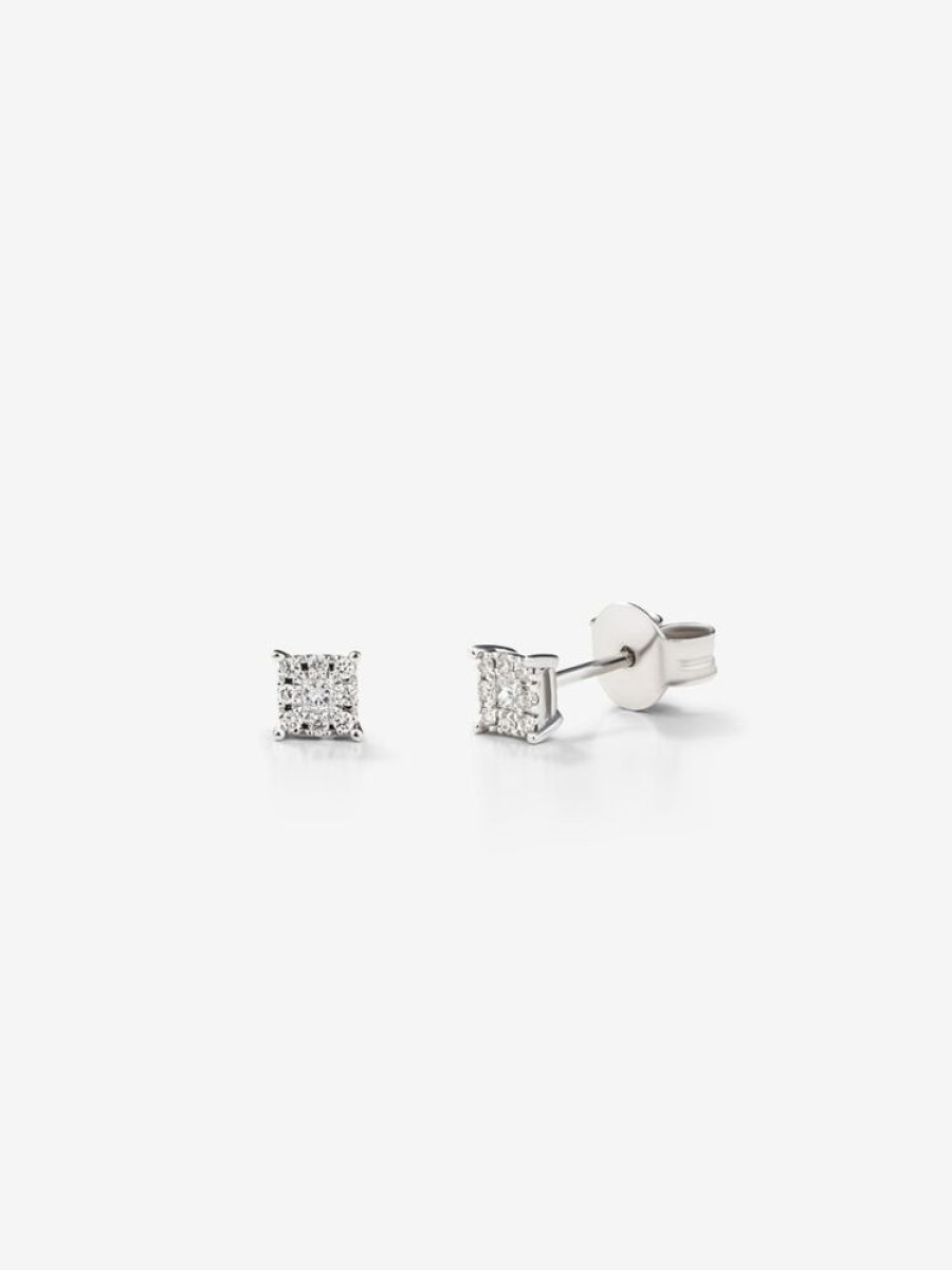 Joyeria Joyería Suárez Pendientes Con Diamantes | Pendientes De Oro Blanco De 18K Con Diamantes En Pave