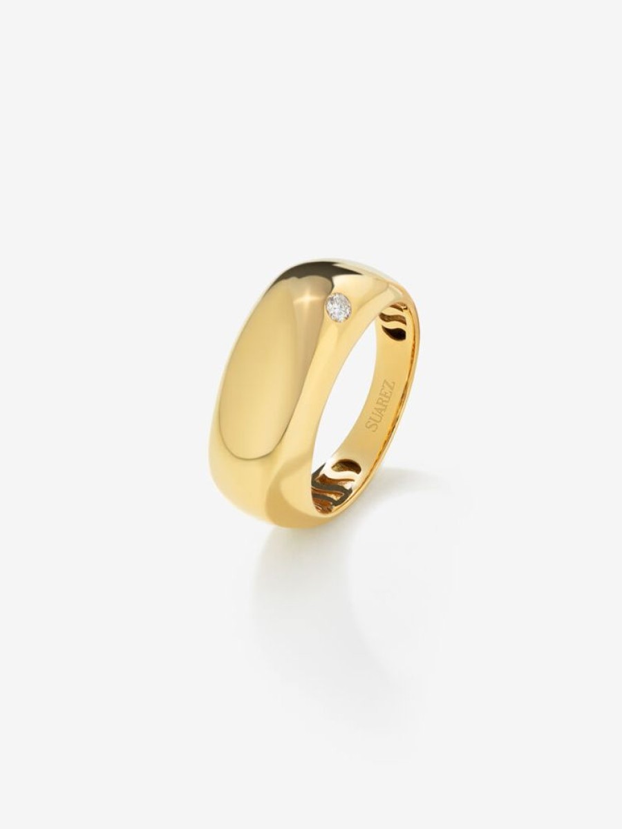 Joyeria Joyería Suárez Anillos Con Diamantes | Anillo Sello De Oro Amarillo De 18K Con Diamante