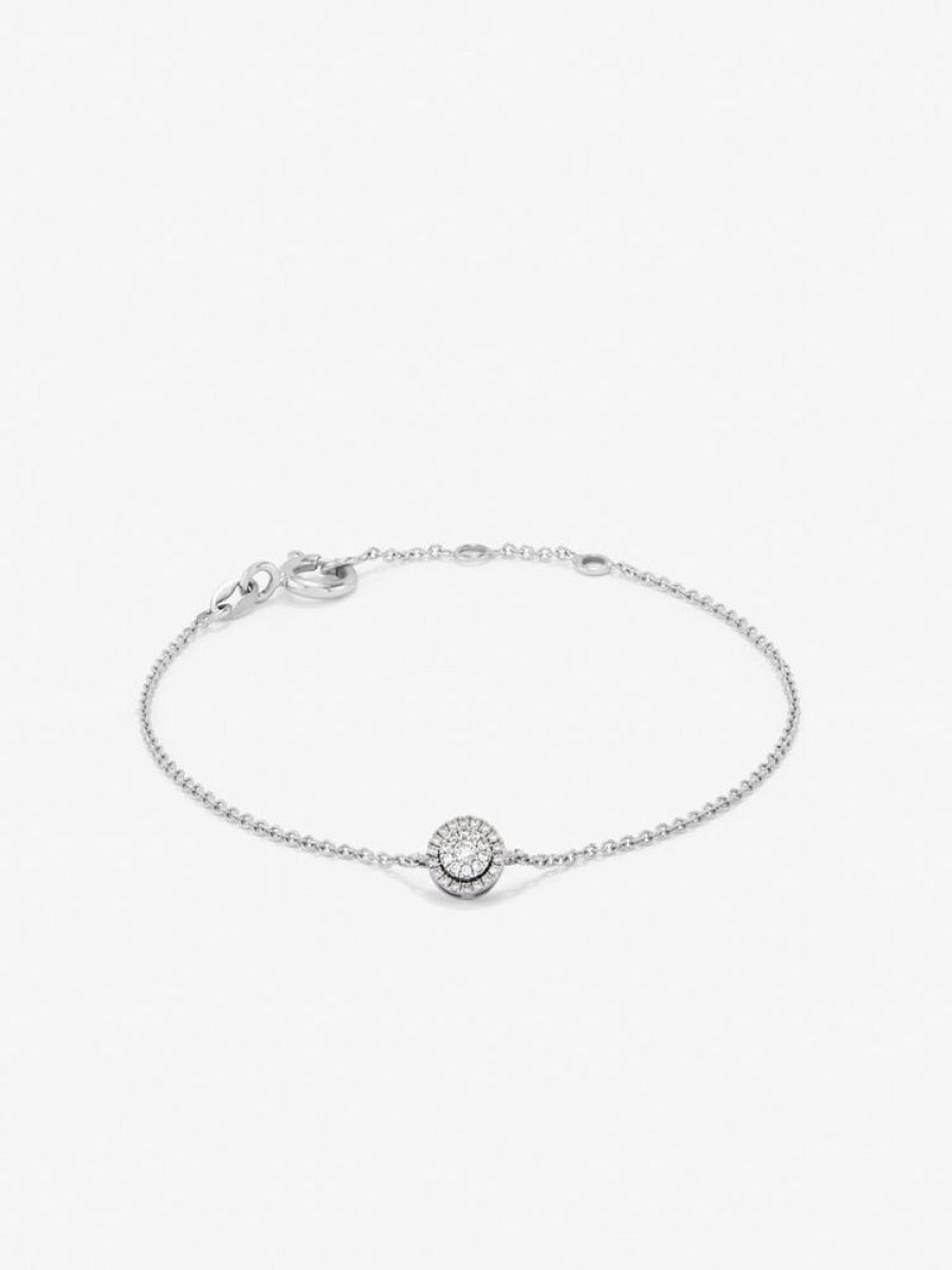 Joyeria Joyería Suárez Pulseras De Oro | Pulsera Cadena Circulo De Oro Blanco De 18K De Diamantes