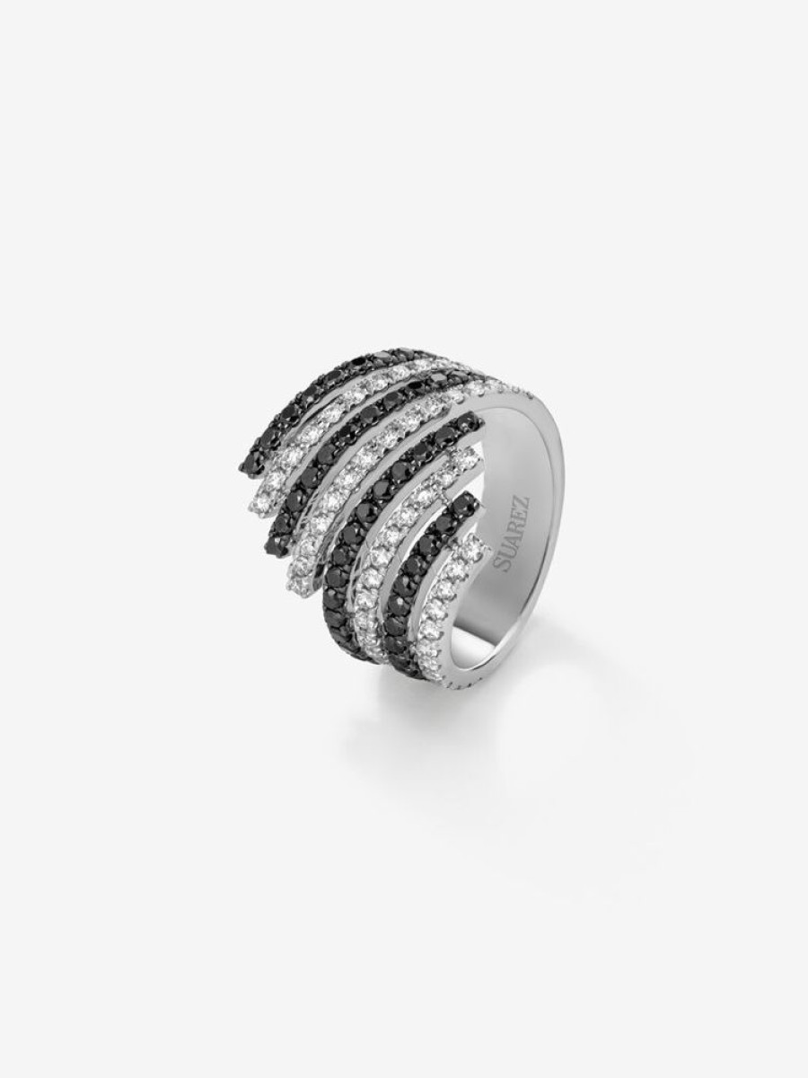 Joyeria Joyería Suárez Anillos Con Diamantes | Anillo Pave De Oro Blanco De 18K Con Diamante