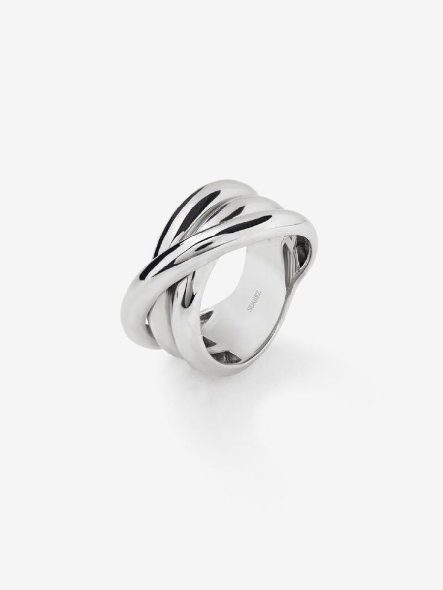 Joyeria Joyería Suárez Anillos De Plata | Anillo Ancho Triple Brazo Liso De Plata 925