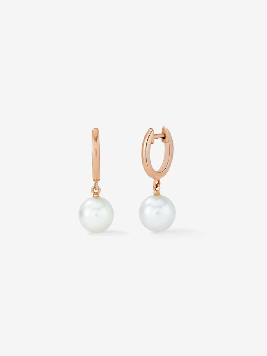 Joyeria Joyería Suárez Pendientes Con Perlas | Pendiente De Aro De Oro Rosa De 18K Con Perla Akoya De 8,5 Mm