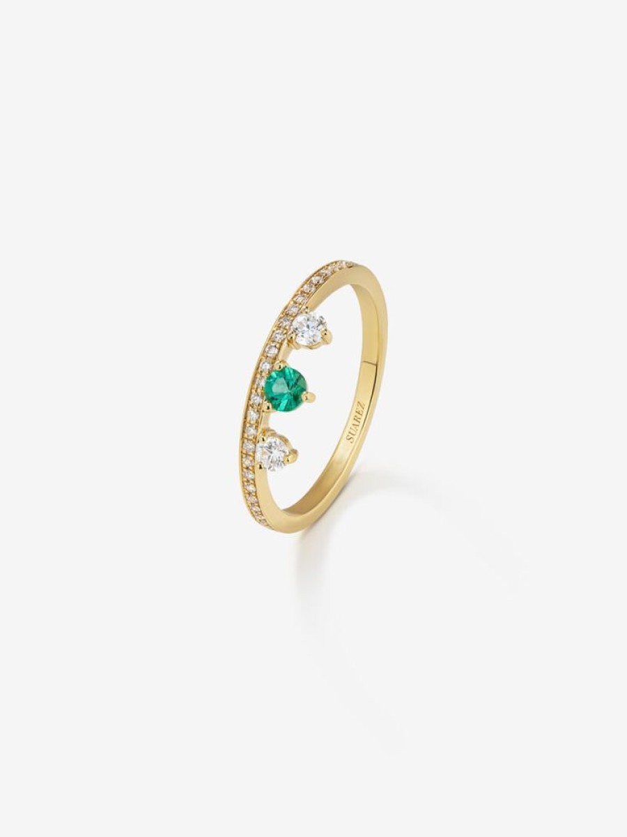 Joyeria Joyería Suárez Anillos Con Esmeraldas | Anillo De Oro Amarillo De 18K Con Esmeralda Y Diamantes