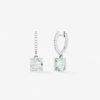 Joyeria Joyería Suárez Pendientes De Oro | Pendientes De Aro Con Colgante De Oro Blanco De 18K Con Amatista Verde Y Diamante