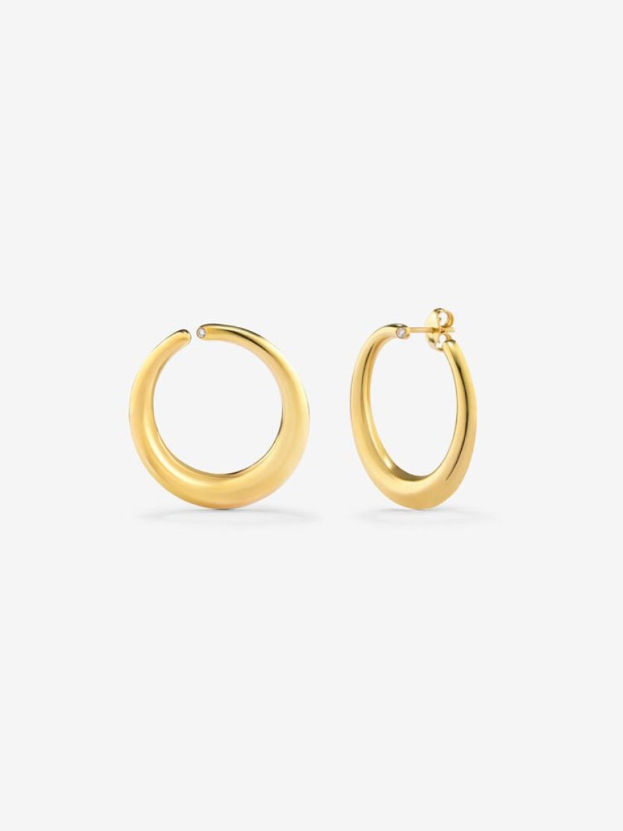 Joyeria Joyería Suárez Pendientes Con Diamantes | Pendientes Aro Liso Grande Oro Amarillo De 18K Con Diamante