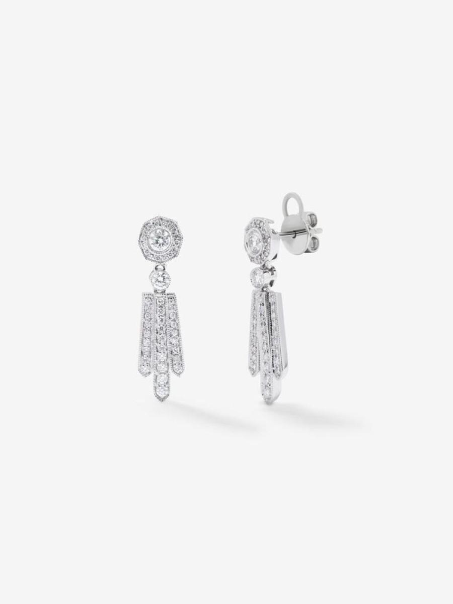 Joyeria Joyería Suárez Pendientes Con Diamantes | Pendientes Desmontables De Oro Blanco De 18Kt Con Diamantes