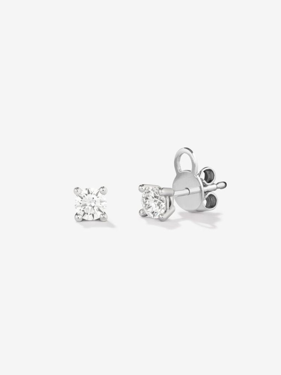 Joyeria Joyería Suárez Pendientes Con Diamantes | Pendientes De Oro Blanco De 18K Con Diamante Solitario