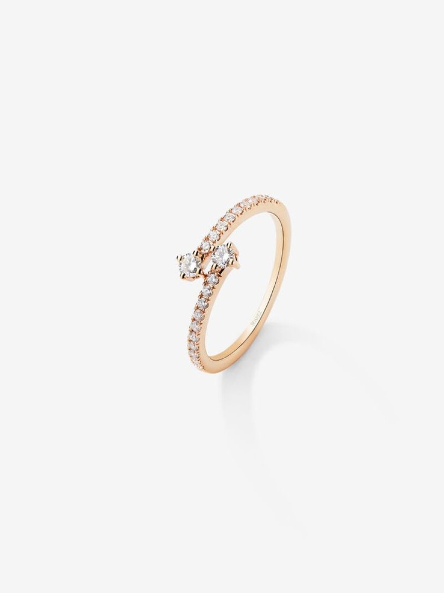 Joyeria Joyería Suárez Anillos Con Diamantes | Anillo Tu Y Yo De Oro Rosa De 18K Con Diamantes