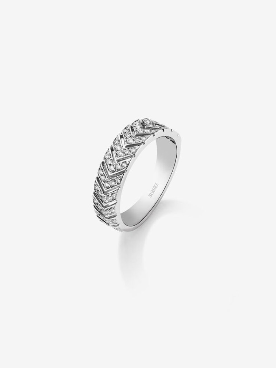 Joyeria Joyería Suárez Anillos Con Diamantes | Anillo Alianza De Oro Blanco De 18K Con Diamante