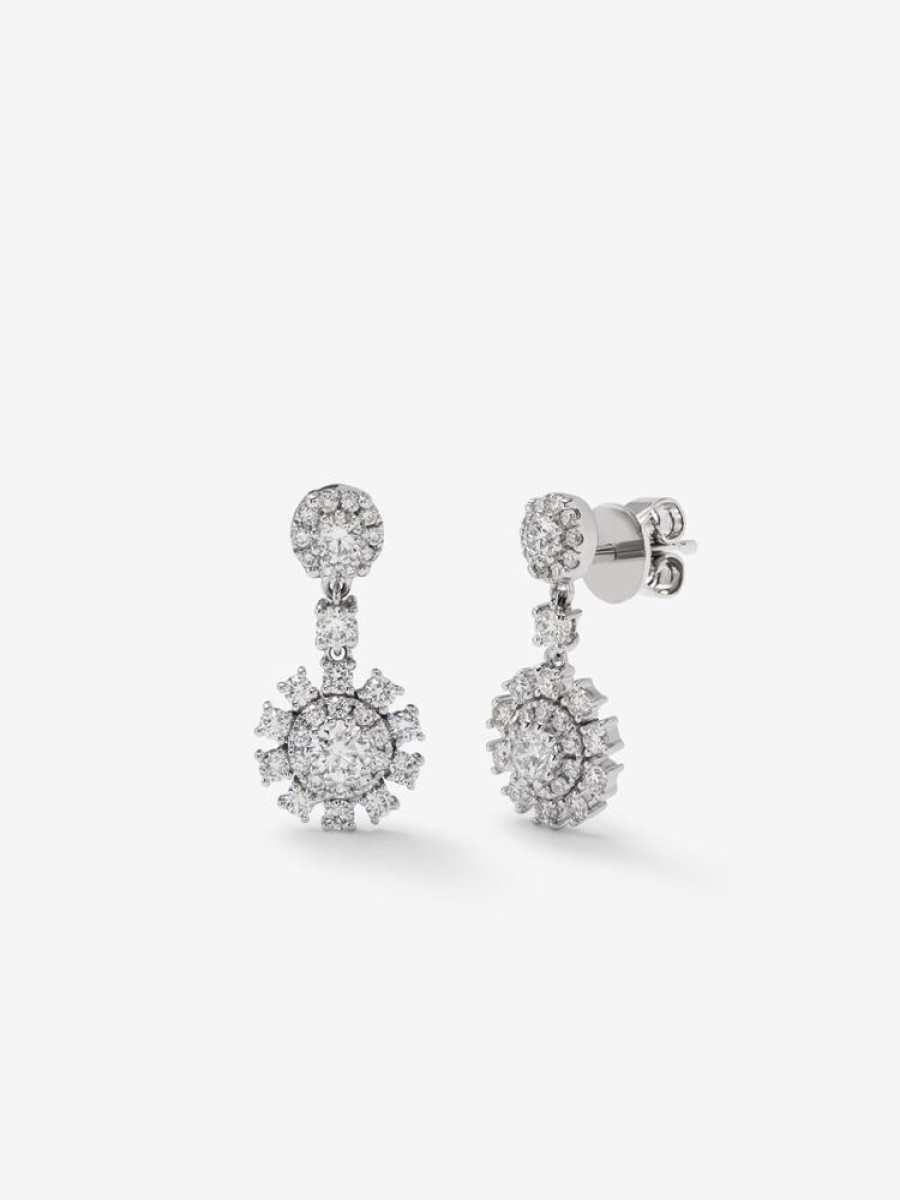 Joyeria Joyería Suárez Pendientes Con Diamantes | Pendientes De Oro Blanco De 18Kt Con Diamantes