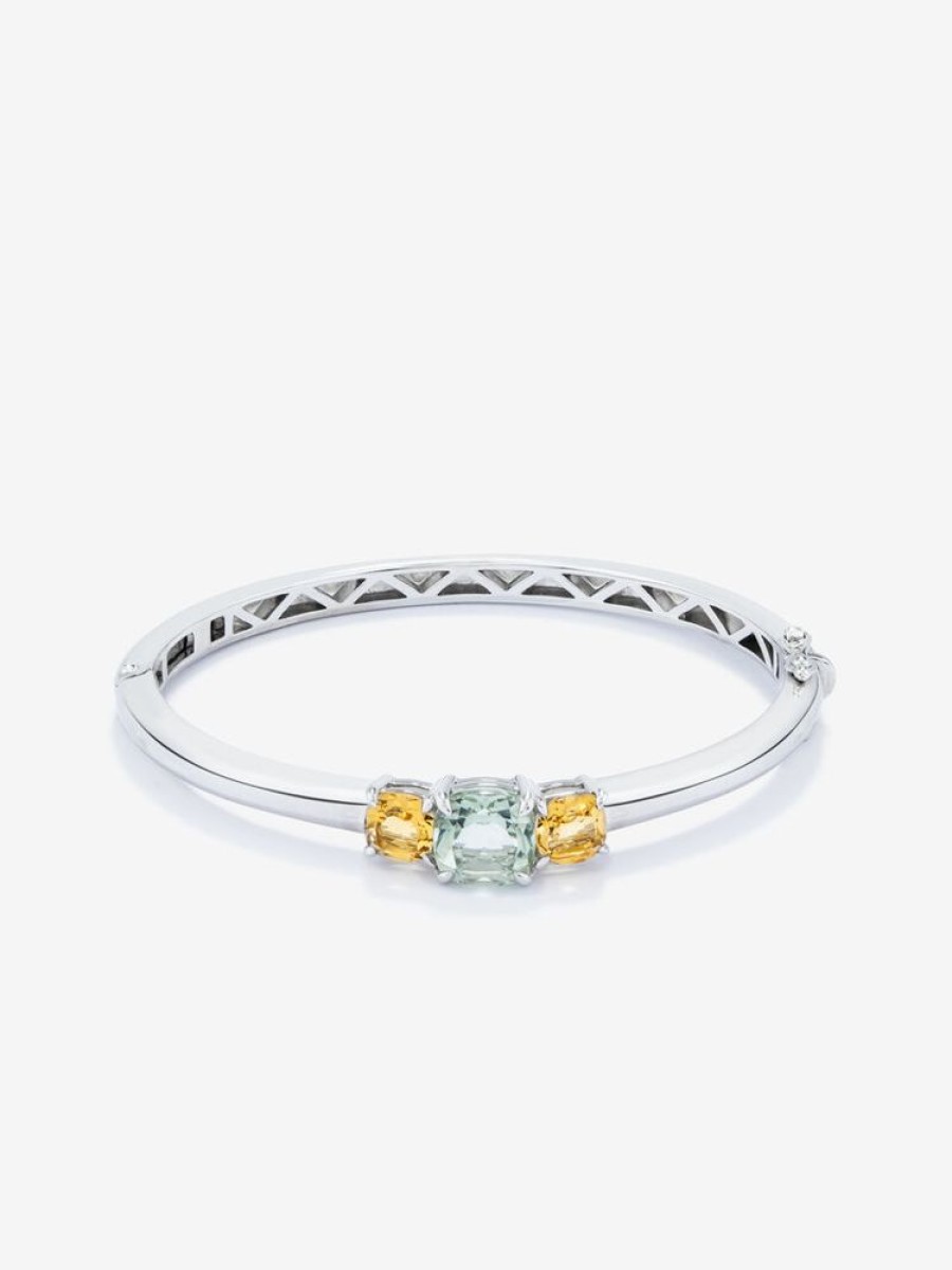 Joyeria Joyería Suárez Pulseras De Plata | Pulsera De Plata Con Amatista Verde Y Citrinos Amarillos