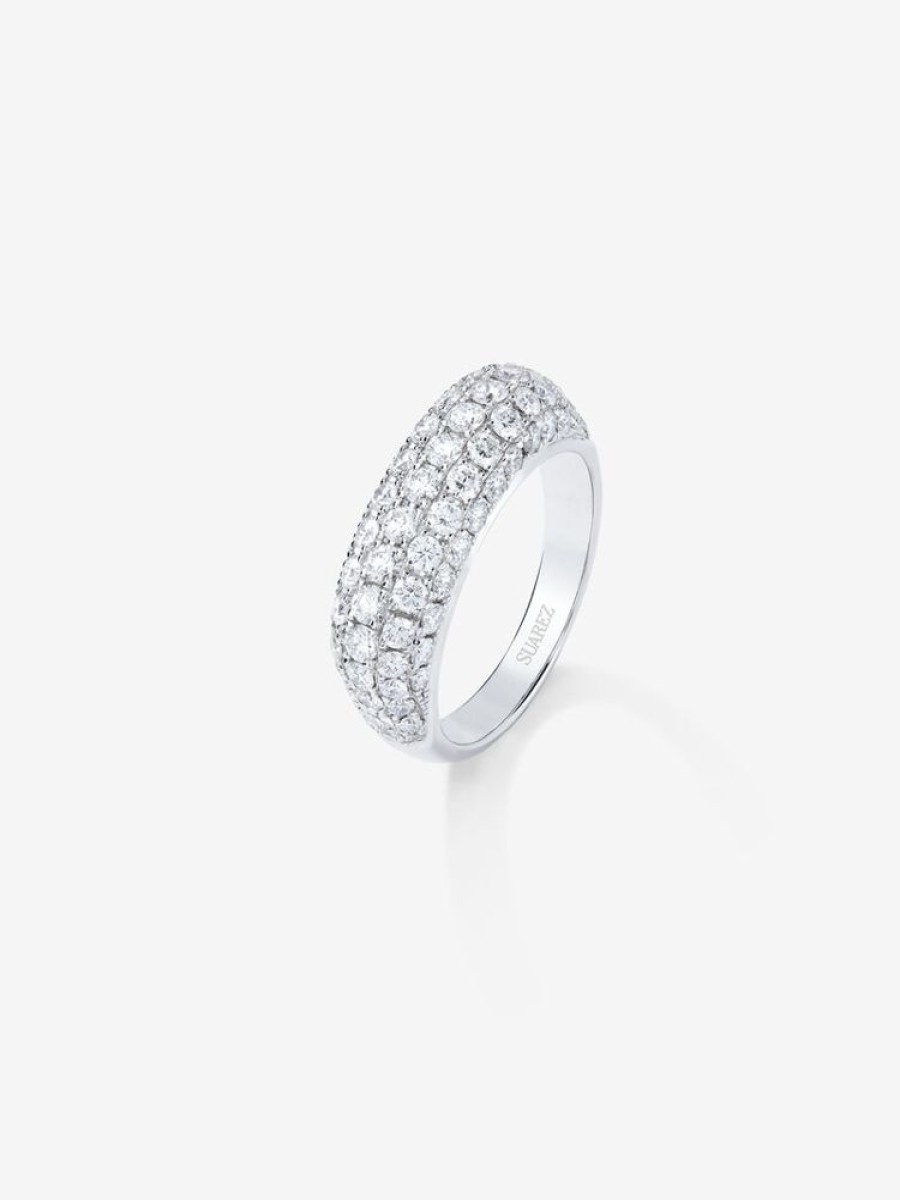 Joyeria Joyería Suárez Anillos Con Diamantes | Anillo De Oro Blanco De 18K Con Pave De Diamantes Blancos En Talla Brillante De 1,6 Cts