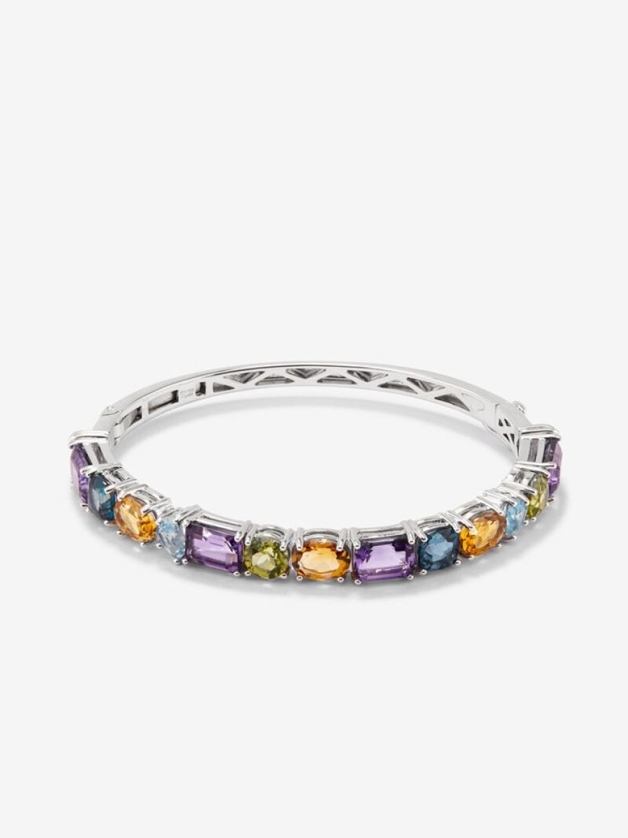 Joyeria Joyería Suárez Pulseras De Plata | Pulsera Rigida De Plata 925 Con Gemas Multicolor