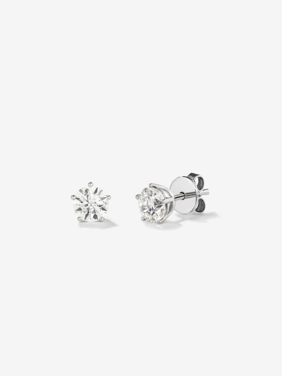 Joyeria Joyería Suárez Pendientes Con Diamantes | Pendientes De Oro Blanco De 18K Con Diamante Solitario