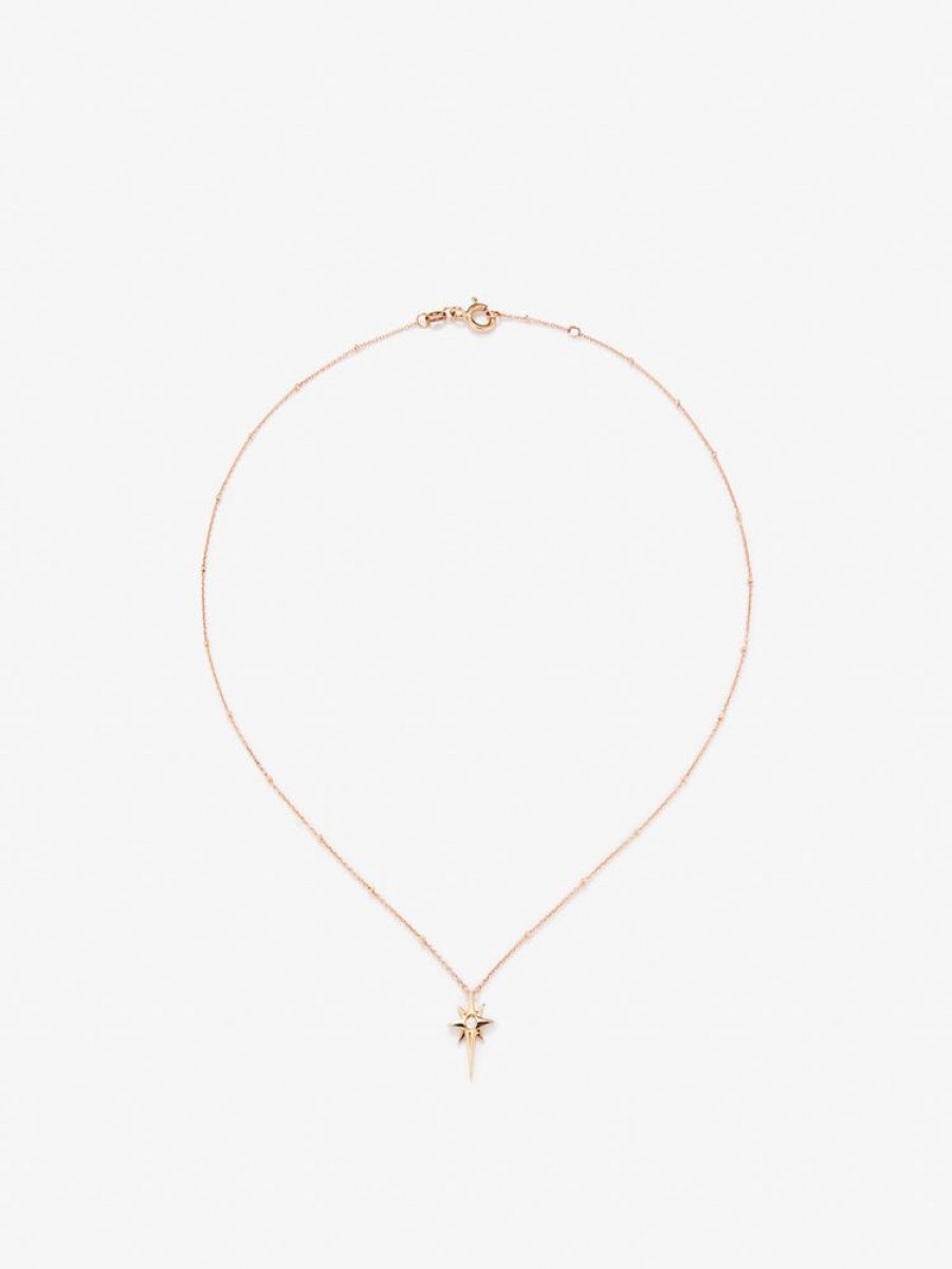 Joyeria Joyería Suárez Collares Con Diamantes | Colgante Cadena Con Estrella De Oro Rosa De 18K Con Diamante